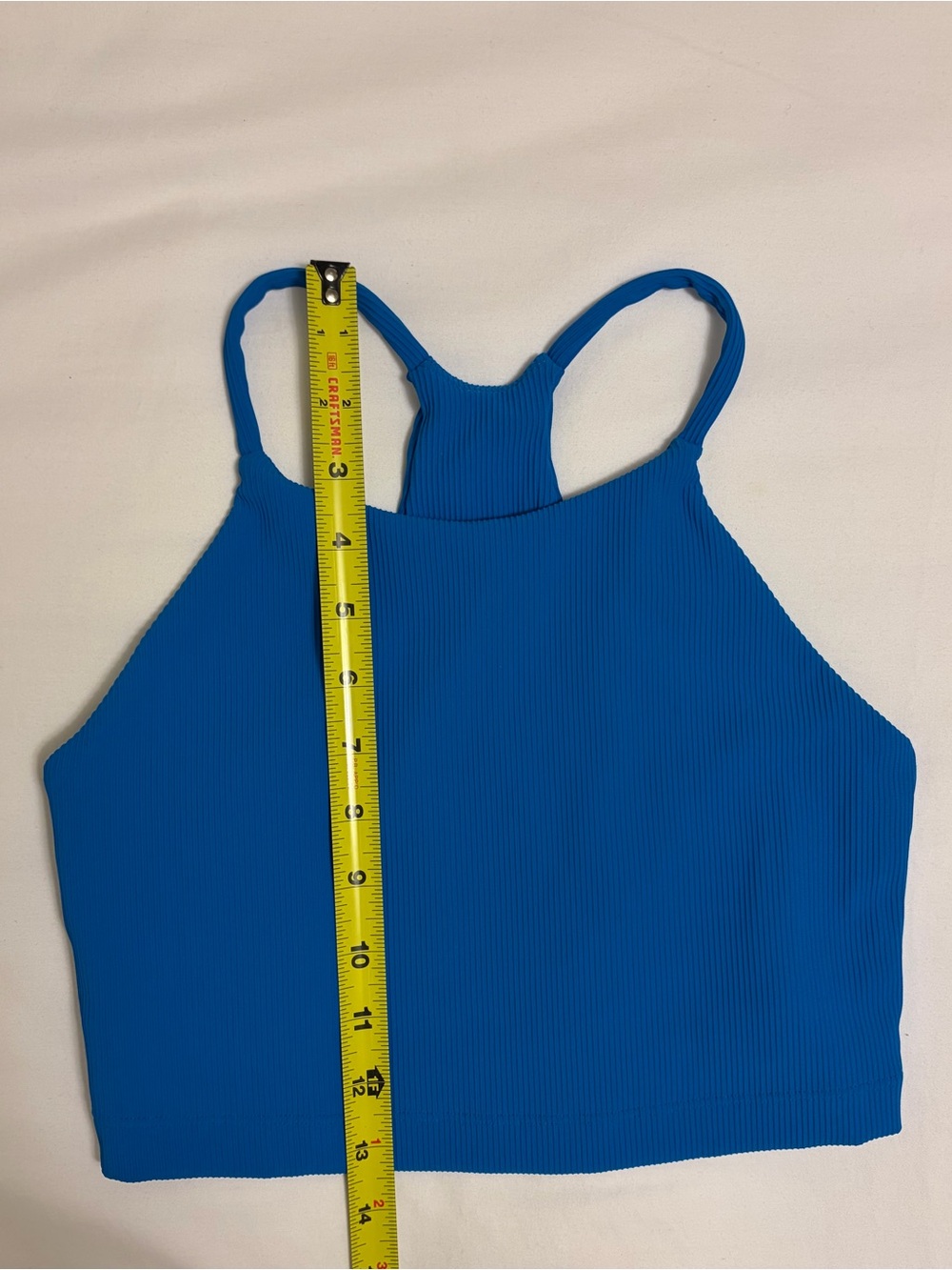 Rae Mode Blue Ribbed High Neck Cropped Tank / Bra